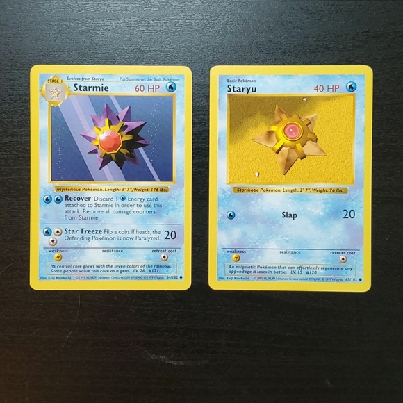 Pokemon | Other | Base Set Shadowless Staryu And Starmie Nm | Poshmark